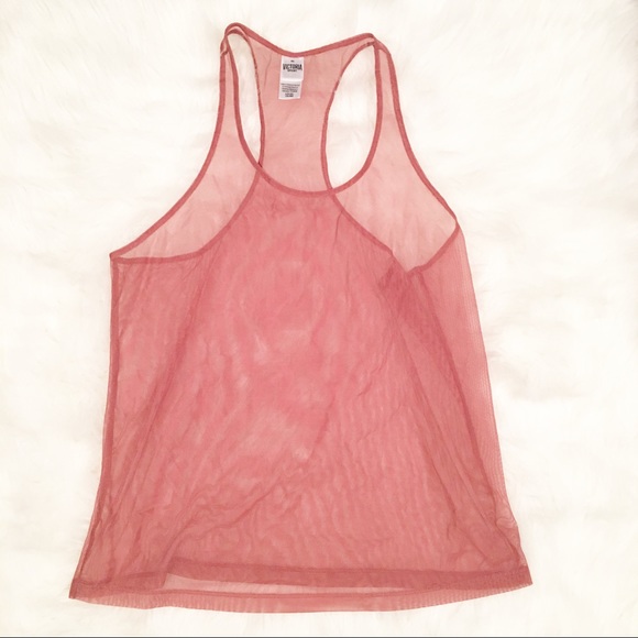 Victoria's Secret Tops - Victoria's Secret Sport sheer net tank top pink S